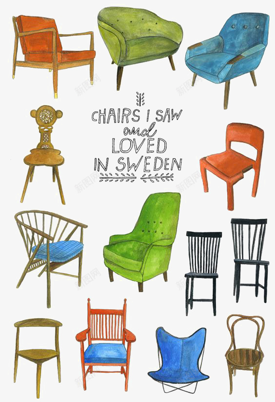 椅子png免抠素材_新图网 https://ixintu.com 凳子 卡通 座椅 手绘 沙发