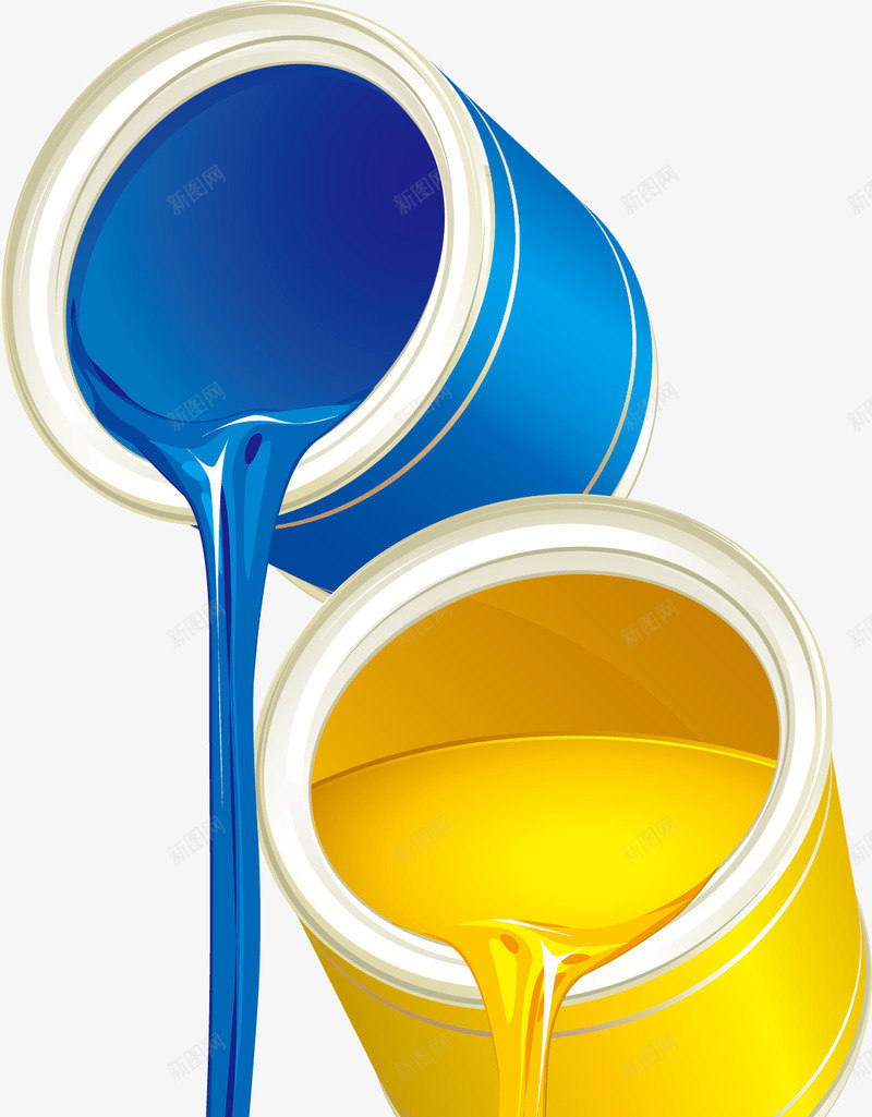 手绘油漆桶png免抠素材_新图网 https://ixintu.com 手绘油漆桶 油漆桶 蓝色油漆 黄色油漆
