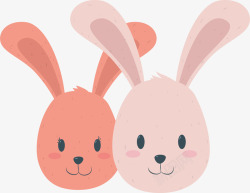 卡通兔子情侣头像矢量图素材