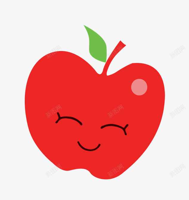 卡通笑脸苹果png免抠素材_新图网 https://ixintu.com 卡通 可爱 叶子 笑脸 红色 绿叶 苹果