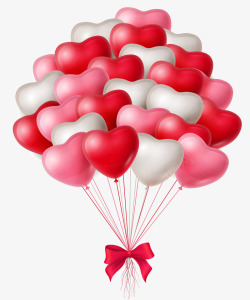 红色气球粉色泡泡手绘心形气球高清图片