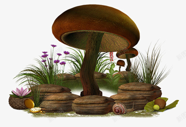 卡通森林里的蘑菇png免抠素材_新图网 https://ixintu.com PNG 植物 自然 蘑菇 蜗牛