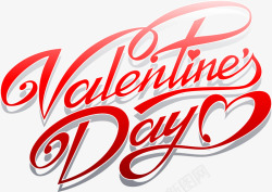 ValentinesDay情人节红色花体字素材