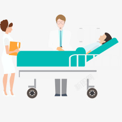 睡在床上的病人医务人员和床上的病人插画矢量图高清图片