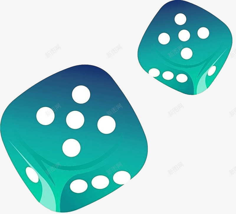 简约可爱蓝绿色色子png免抠素材_新图网 https://ixintu.com 可爱 娱乐 摇色子 简约
