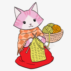毛线裙子一只勤劳的小猫在针织高清图片