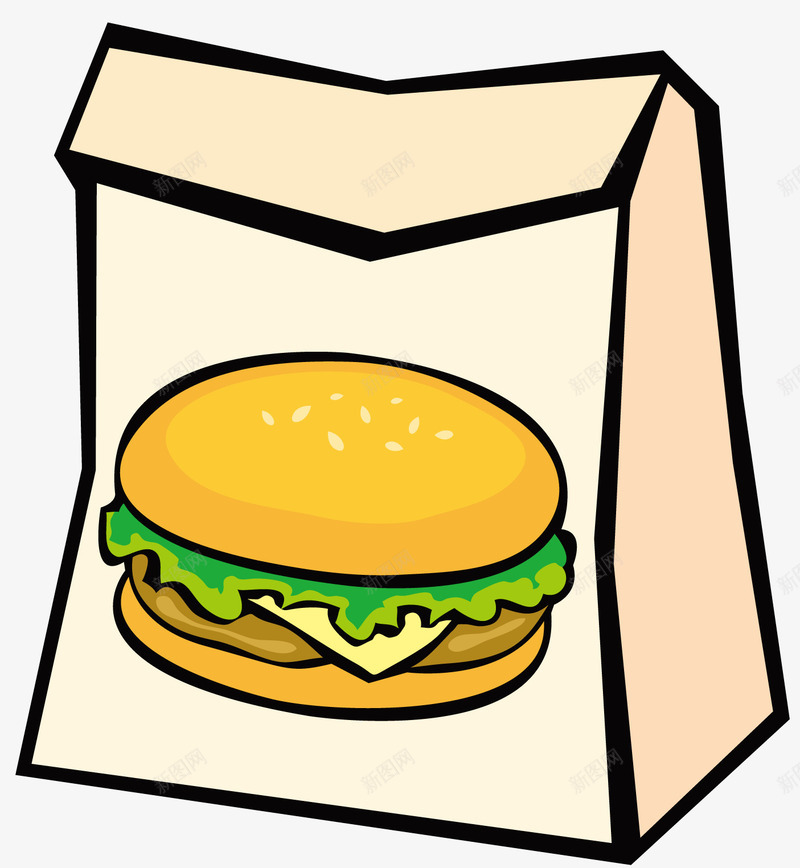 一袋汉堡矢量图ai免抠素材_新图网 https://ixintu.com 汉堡 盛汉堡的袋子 纸袋 袋子 食品 食物袋子 矢量图