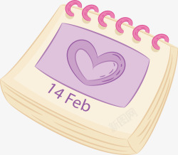 二月十日浪漫紫色情人节日历矢量图高清图片