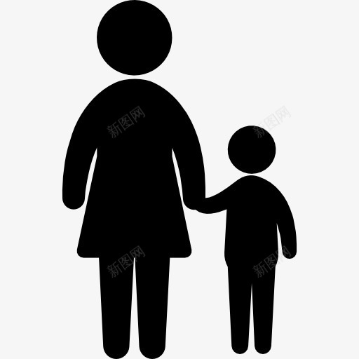 母亲与儿子的轮廓图标png_新图网 https://ixintu.com 不同年龄 人 人的剪影 儿子 图标 家庭 母亲