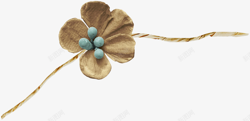 褐色花朵和蓝色花蕊png免抠素材_新图网 https://ixintu.com 家庭墙壁装饰素材 细绳 蓝色花蕊 褐色花朵