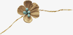 褐色家庭床褐色花朵和蓝色花蕊高清图片