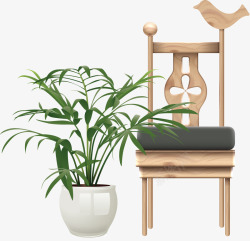 植物和椅子素材