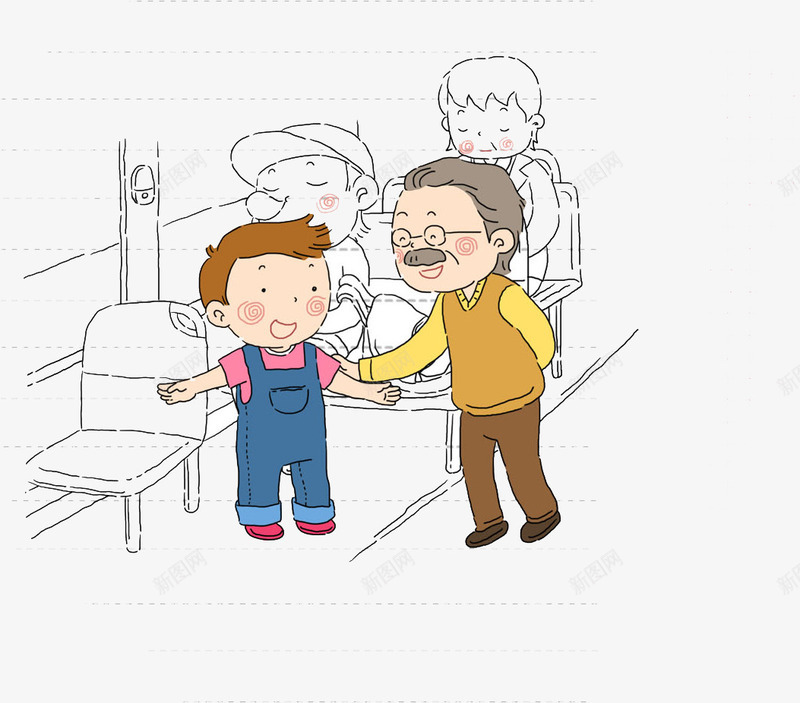 让座的男孩png免抠素材_新图网 https://ixintu.com 公交车 卡通 手绘 水彩 男孩 简笔画 给老人让座 老人 老人优先 让座