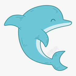 鱼类插画素材手绘世界海洋日蓝色海豚矢量图高清图片