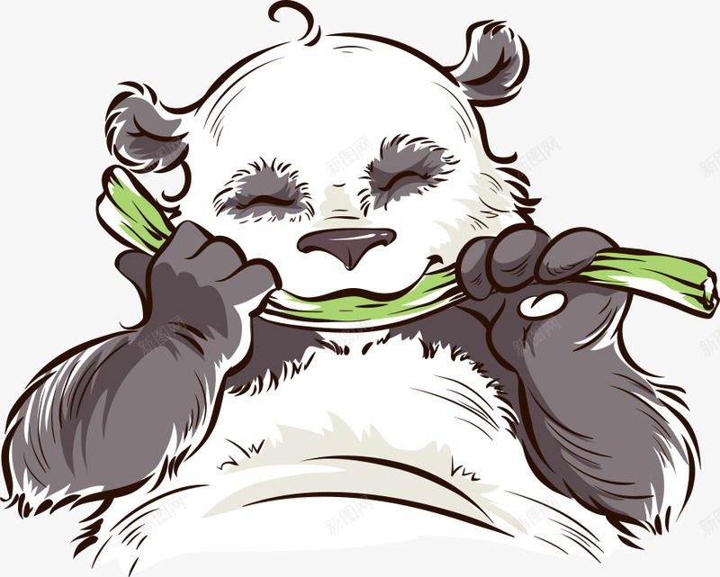 吃竹子的熊猫png免抠素材_新图网 https://ixintu.com 卡通熊猫 卡通矢量熊猫 手绘熊猫 熊猫 矢量熊猫