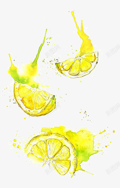 柠檬png免抠素材_新图网 https://ixintu.com 卡通 手绘 插画 文艺 柠檬 柠檬片 水彩 水果 清新
