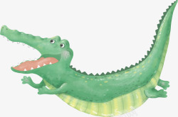 矢量绿色的鳄鱼手绘卡通鳄鱼高清图片