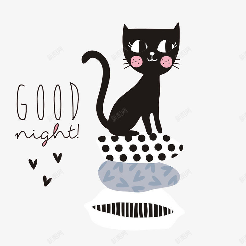 晚安壁纸png免抠素材_新图网 https://ixintu.com good night 创意 卡通 壁纸 小猫 彩色 手绘 插图