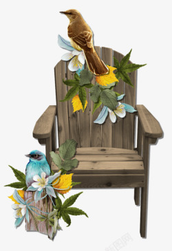 木椅上的鸟素材