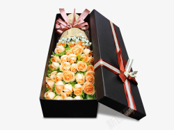 情人节送礼物黄玫瑰鲜花礼盒片高清图片