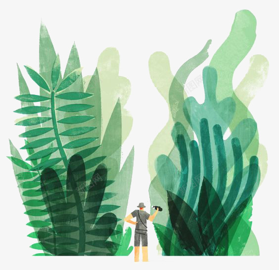 手绘创意植物图标png_新图网 https://ixintu.com 人 创意 卡通 小人国 手绘 插画 植物 水彩