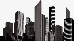 城市商业区插图建筑剪影高清图片