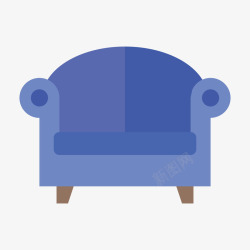 扁平沙发蓝色扁平化沙发元素矢量图高清图片