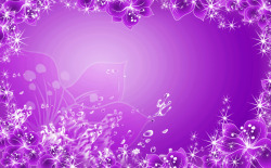 紫色星光花卉边框海报背景七夕情人节素材