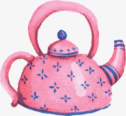 粉红色茶壶粉红色手绘的茶壶矢量图高清图片