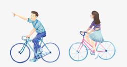 骑车的情侣手绘人物插画骑车的情侣高清图片
