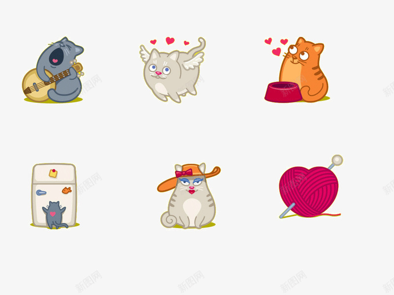 小清新卡通png免抠素材_新图网 https://ixintu.com 卡通 小清新 爱心 猫