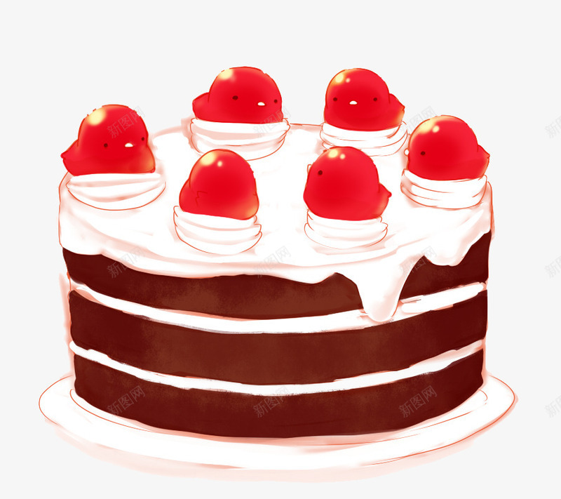 草莓蛋糕小鸡png免抠素材_新图网 https://ixintu.com 卡通 可爱 小鸡崽 手绘 甜点 萌 蛋糕 面包 食品 食品海报插画 食物