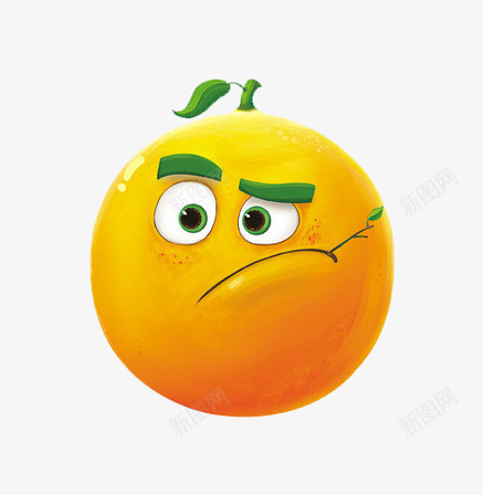卡通橙子表情png免抠素材_新图网 https://ixintu.com 卡通橙子 插画 橘黄色 水果 漫画