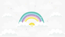 创意热气球背景清新手绘七彩彩虹矢量图高清图片