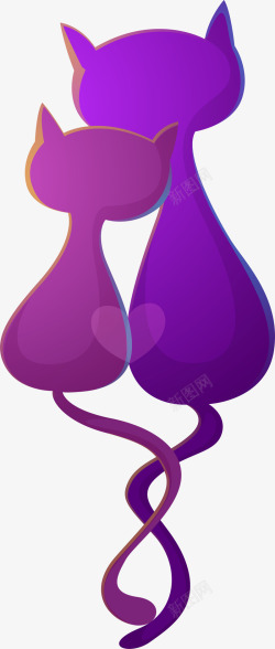 紫色猫咪手机壳情人节互相依靠的小猫高清图片