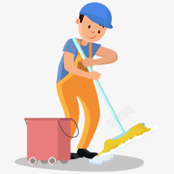 拿扫把的人男清洁工打扫插画矢量图高清图片