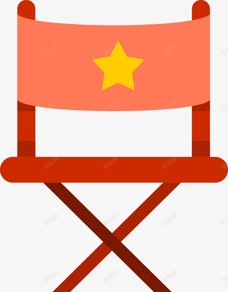 红色导演椅图标png_新图网 https://ixintu.com 卡通图标 导演椅 折叠椅 拍戏 拍摄现场 拍电影 椅子 片场