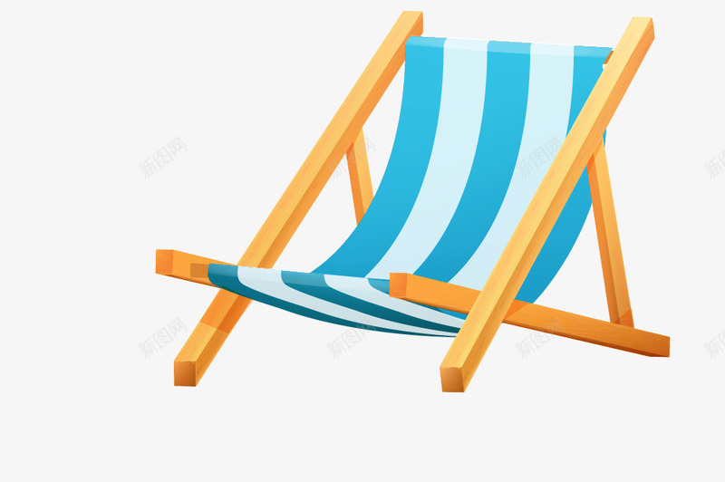 蓝色条纹躺椅png免抠素材_新图网 https://ixintu.com 免抠PNG 卡通 夏日 度假 沙滩椅 简约 躺椅 靠椅