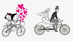 婚纱骑车自行车情侣高清图片