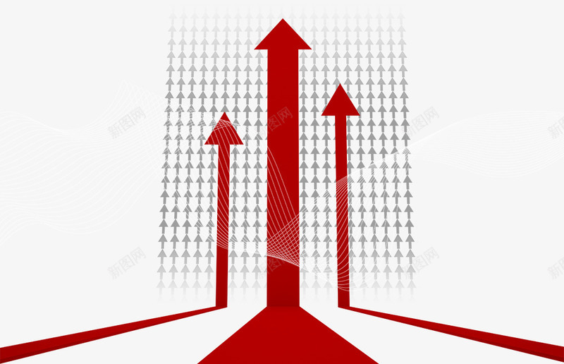 业绩上升海报效果psd免抠素材_新图网 https://ixintu.com 上升 上市 企业 发展 指标 箭头海报素材 箭头涨价 红色 红色箭头 经济业绩海报 绩效海报