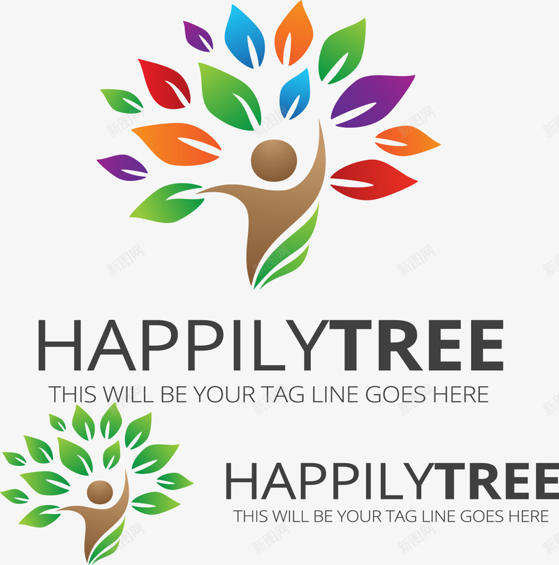 幸福树标志png免抠素材_新图网 https://ixintu.com 家庭 幸福树 彩色 标志设计