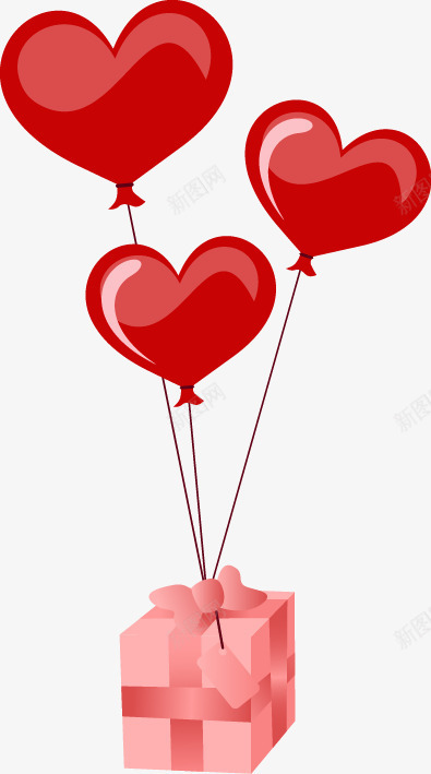 情人节心形气球png免抠素材_新图网 https://ixintu.com 心型气球 情人节装饰 爱心 礼盒