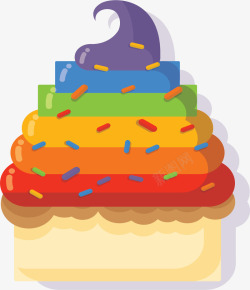 七色彩虹杯子蛋糕矢量图素材