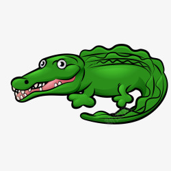 卡通绿色的鳄鱼动物素材