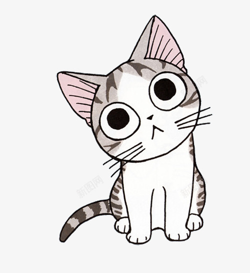 呆萌小猫图标psd_新图网 https://ixintu.com 图标 小猫 手绘 灰色