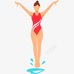运动员跳水插画矢量图素材