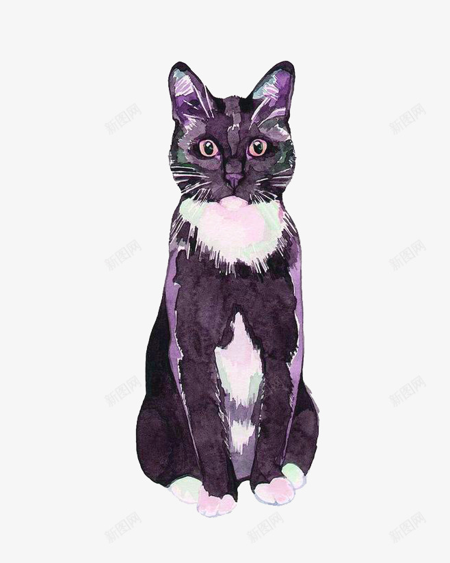 水彩猫png免抠素材_新图网 https://ixintu.com 手绘猫 水彩小猫 猫