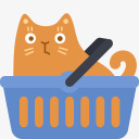 创意扁平手绘在篮子里的小猫png免抠素材_新图网 https://ixintu.com 创意 扁平 篮子