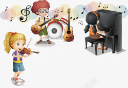 人物唱歌儿童音乐室乐队插画高清图片