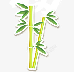 手绘绿色竹子素材